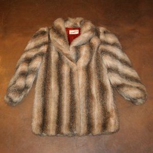 DONNYBROOK Sz 8 Vintage Faux Fur Jacket Coat Tan